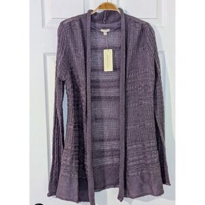 Sonoma Life + Style Womens Cardigan Open Knit Duster Plum Purple Small S NWT $44